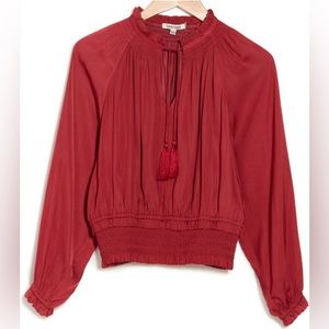 Burgundy Haute Hippie boho tassel blouse